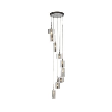 Searchlight Linen - Hängeleuchte - Ø 40 x 185 cm - 9 x 7W Halogen inkl. - Chrom