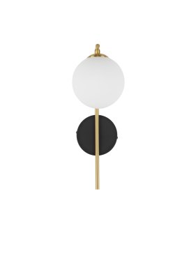 Nova Luce Savoy - wandleuchte - Ø 11 x 34 cm - gold satiniert, matt schwarz und Opal weiß