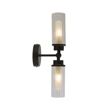 Searchlight Imperial - Wandleuchte - 10 x 37 cm - IP44 - mattschwarz und transparent