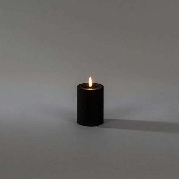 Konstsmide - LED Blockkerze mit Batteriebetrieb und Flackerflamme - Ø 7 x 10 cm - IP44 - schwarz