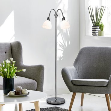 Nordlux Ray 12 - Stehleuchte - 155 cm - Chrom und Opalweiß
