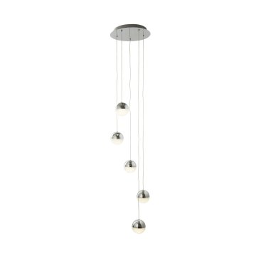 Searchlight Marbles - Hängeleuchte - Ø 30 x 150 cm - 5 x 5W dimmbare LED inkl. - Chrom