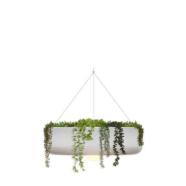 New Garden Elba 59 - wiederaufladbare Pendelleuchte mit Fernbedienung - Ø 59 x 15 cm - dimmbare LED inkl. - IP54 - weiß