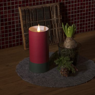Konstsmide - dekorative Papier LED Kerze auf Batterie - Ø 7 x 15,5 cm - rot