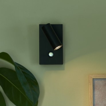 Nordlux Omari - Wandanbauleuchte mit Schalter - 7 x 12 x 12 cm - 3 Stufen Dimmer - 3,2W LED inkl. - schwarz