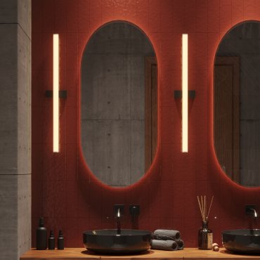Maxlight Thora - Wandleuchte - 16 x 90 x 8,5 cm - dimmbares LED 18W inklusive - IP44 - schwarz