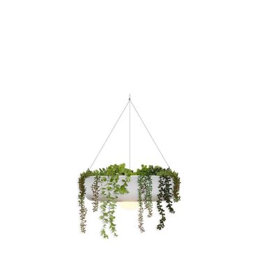 New Garden Elba 39 - wiederaufladbare Hängeleuchte mit Fernbedienung - Ø 39 x 10 cm - dimmbare LED inkl. - IP54 - weiß