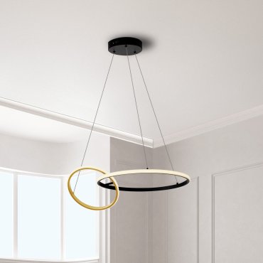 Nova Luce Imar - Hängelampe - Ø 63 x 150 cm - 36W dimmbar LED inkl. - sand schwarz und gold
