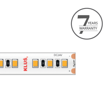 KLUS LED Streifen - 0.8cm breit, 500cm lang - 24Vdc - dimmbar - 14.4W LED pro Meter - 120 LEDs pro Meter - IP20 - 4000K