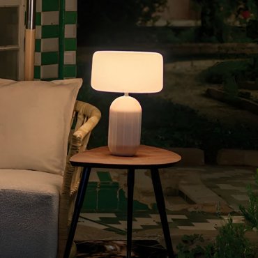 New Garden Phoebe 45 - aufladbare Tischleuchte mit Solarantrieb und Akku, inklusive Fernbedienung - Ø 27,8 x 40,7 cm - RGB + Weiß 5W LED inkl. - IP65 - beige