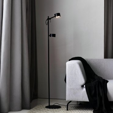 Nordlux Clyde - Stehleuchte - 138 cm - 3 Stufen Dimmer - 2 x 5,5W LED inkl. - schwarz