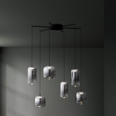 Nova Luce Aelia - Hängelampe - Ø 72 x 145 cm - 25W LED inkl. - matt schwarz und rauchgrau