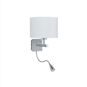 Searchlight Wall - Wandleuchte mit Doppelschalter - 20 x 25 cm - 1W LED inkl. - satiniert silber
