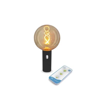 New Garden Edy - tragbare wiederaufladbare Lichtquelle mit Fernbedienung - Ø12 x 23 cm - 3W dimmbare LED inkl - IP54 - schwarz
