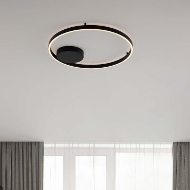 Nova Luce Hedra - Deckenleuchte - Ø 60 x 5 cm - 60W dimmbar LED inkl. - Sand schwarz