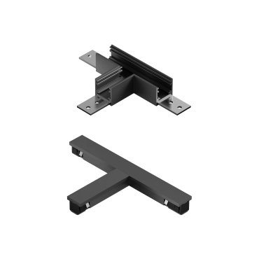 Lucide Linial – magnetisches Schienensystem – T-Verbindungsstück &amp; elektrische Verbindung – 16 x 9 x 1,7 cm – Schwarz matt Chrom