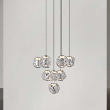 Nova Luce Ifos - Hängelampe - Ø 40 x 220 cm - 48W dimmbar LED inkl. - Sand Schwarz und verchromtes Metall