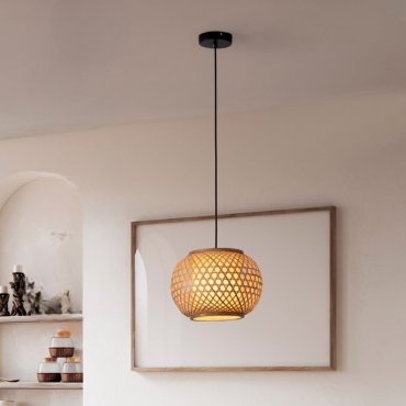 Nova Luce Asma - Hängelampe - Ø 30 x 150 cm - Rattan und Sand Schwarz