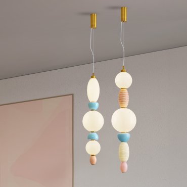 Nova Luce Obrie - Hängelampe - Ø 20 x 215 cm - 23W LED inkl. - Messing Gold, Orange, Blau und Lila