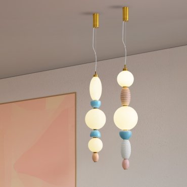 Nova Luce Obrie - Hängelampe - Ø 20 x 215 cm - 27W LED inkl. - Messing Gold, Orange und Blau