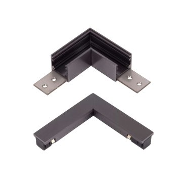 Lucide Linial – magnetisches Schienensystem – horizontales Eckprofil &amp; elektrischer Verbinder – 9 x 9 x 1,8 cm – Schwarz matt Chrom