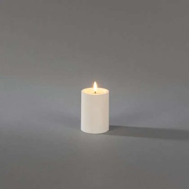 Konstsmide - LED Blockkerze auf Batterien mit Flackerflamme - Ø 7 x 10 cm - IP44 - weiß