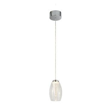 Searchlight Cyclone - Hängeleuchte - Ø 11,5 x 120 cm - 6W LED inkl. - Chrom und transparent