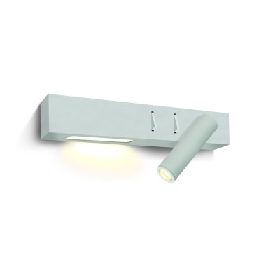 ONE Light Reading Spot - Wandspot rechts mit Schalter - 30 x 3,5 x 5 cm - 3W + 6W LED inkl. - weiß