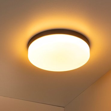 Lucide Biskit - Deckenleuchte mit Bewegungssensor - Ø 34,5 x 7,5 cm - 24W LED inkl. - IP44 - schwarz