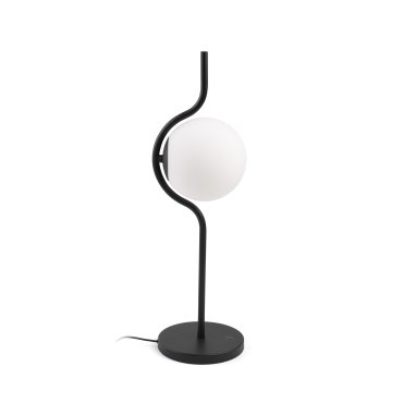 Faro Le Vita - Tischleuchte - 15 x 14 x 58 cm - 6W dimmbare LED inkl - mattschwarz und opal