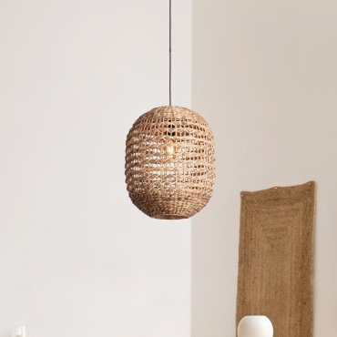 Nova Luce Bola - Hängelampe - Ø 42 x 200 cm - natur und schwarz