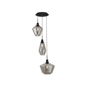 Searchlight Mia - Pendelleuchte - Ø 51 x 150 cm - mattschwarzes und geräuchertes Glas