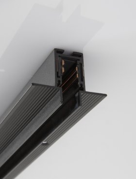 Nova Luce Ultra Slim - rahmenlose versenkte Magnetschiene mit 1 cm tiefen Flügeln - 200 cm - schwarz