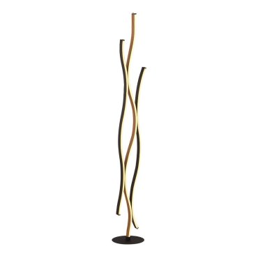 Searchlight Bloom - Stehleuchte - Ø 20 x 139 cm - 3 Stufen dimmbar - 32W LED inkl. - Schwarz und Holzoptik