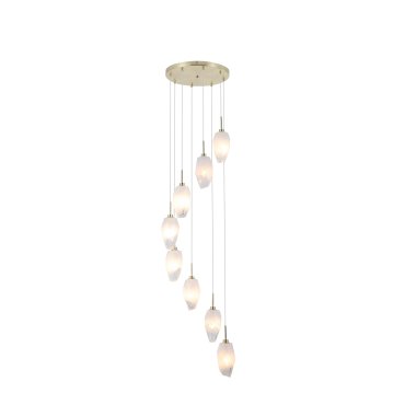 Searchlight Rocky - Hängeleuchte - Ø 32 x 120 cm - Messing satiniert und weiß