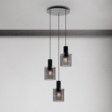 Nova Luce Mirbi - Hängelampe - Ø 45 x 150 cm - Sand Schwarz und rauchglas