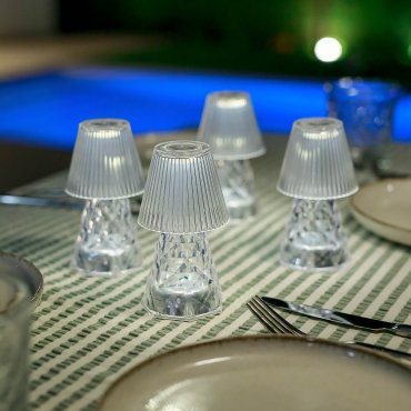 New Garden Lola 12 Lux - batteriebetriebene Tischleuchte - Ø 6 x 12 cm - LED inkl. - IP44 - transparent