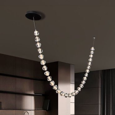 Nova Luce Ifos - Hängelampe - 10 x 385 cm - 119W dimmbar LED inkl. - Sand Schwarz und verchromtes Metall