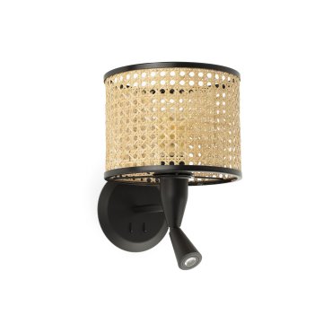 Faro Mambo - Wandleuchte mit Schalter - 21 x 17 x 17,3 cm - 3W LED inkl. - braun und schwarz