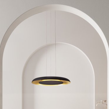 Nova Luce Epos - Hängelampe - Ø 60 x 145 cm - 38W dimmbar LED inkl. - Sand schwarz und gebürstetes gold