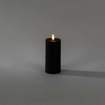 Konstsmide - LED Blockkerze mit Batteriebetrieb und Flackerflamme - Ø 7 x 15 cm - IP44 - schwarz