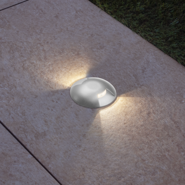Century Italia Argo - Bodenstrahler mit 2 Fenstern - Ø 5,8 x 6,5 cm - 0,75W LED inkl - 4000K - IP67 - grau