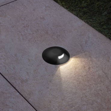 Century Italia Argo - Bodenstrahler mit 1 Fenster - Ø5,8 x 6,5 cm - 0,75W LED inkl - 3000K - IP67 - schwarz
