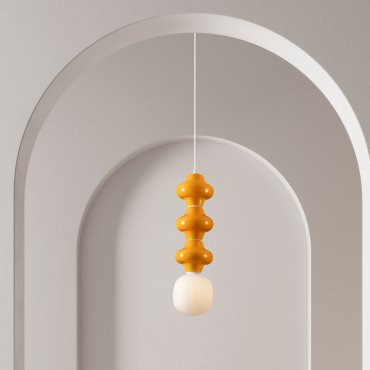 Nova Luce Clio - Hängelampe - Ø 18 x 240 cm - orange und Opalglas