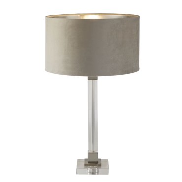 Searchlight Scarborough - Tischleuchte - Ø 38 x 67 cm - Nickel satiniert, silber und taupe
