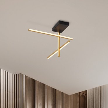 Nova Luce Antama - deckenleuchte - 51 x 31 x 51 cm - 26W dimmbar LED inkl. - sand schwarz und gold