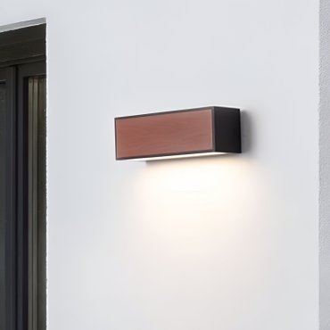 Nova Luce Brown - solarbetriebener Außenwandleuchte - 25,8 x 8,6 x 8,6 cm - 2W LED inkl. - IP65 - Sand schwarz und Holz