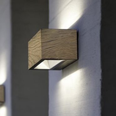 Lutec Gemini - Außenwandleuchte - 14 x 8,9 x 6,5 cm - 10,5W LED inkl. - IP54 - Holz