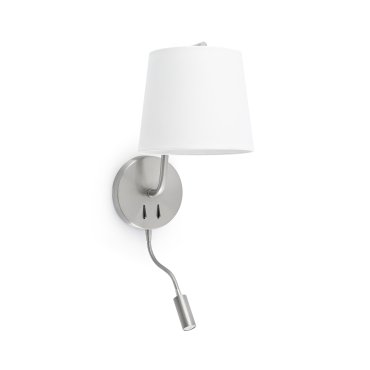 Faro Berni - Wandleuchte mit Schalter - 20 x 29 x 57 cm - 3W LED inkl. - Nickel satiniert
