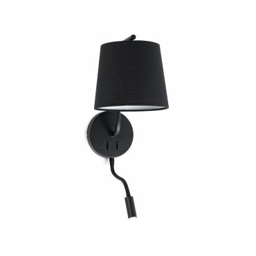 Faro Berni - Wandleuchte mit Schalter - 20 x 29 x 57 cm - 3W LED inkl. - mattschwarz